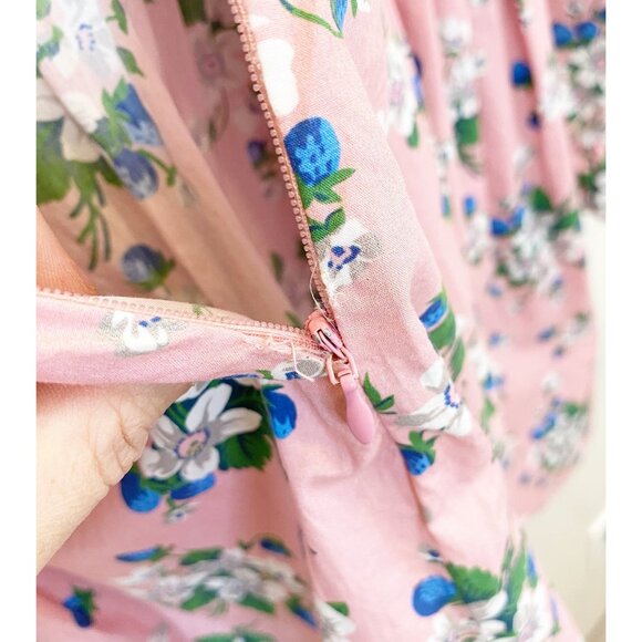 Batsheva Collarless Mini Prairie Dress Pink Lily 10 medium floral berries - Picture 13 of 14